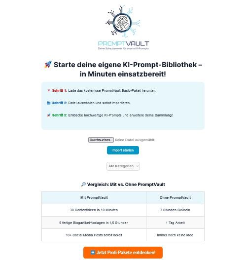 PromptVault HTML-Mockup Vorschau